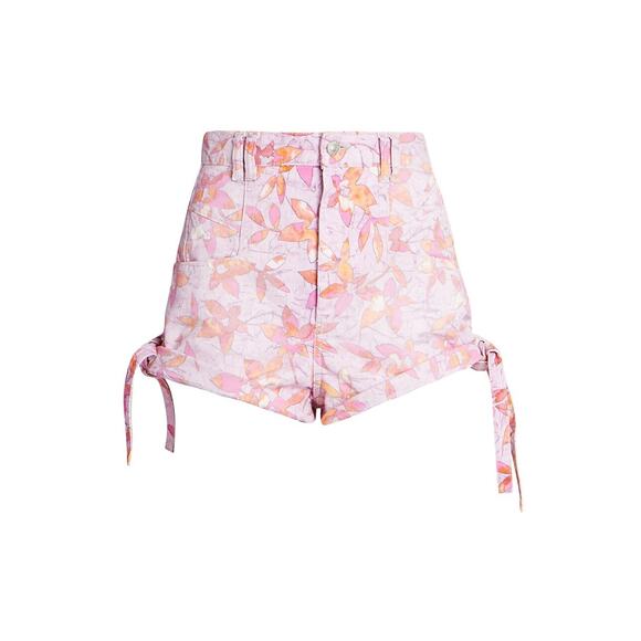 Isabel Marant 'Naesqui' Pink Floral Tie-Hem Denim Shorts Size 6 - NWT - Picture 1 of 5